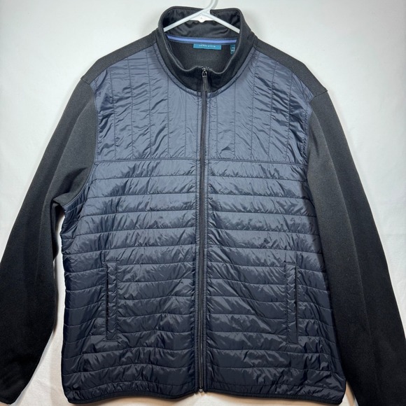Perry Ellis Other - Perry Ellis Jacket Black Quilted Puffer Front Knit Zip Up Coat Menswear Sz XXL